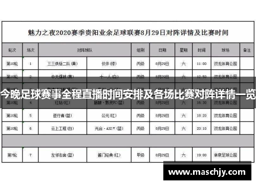 今晚足球赛事全程直播时间安排及各场比赛对阵详情一览